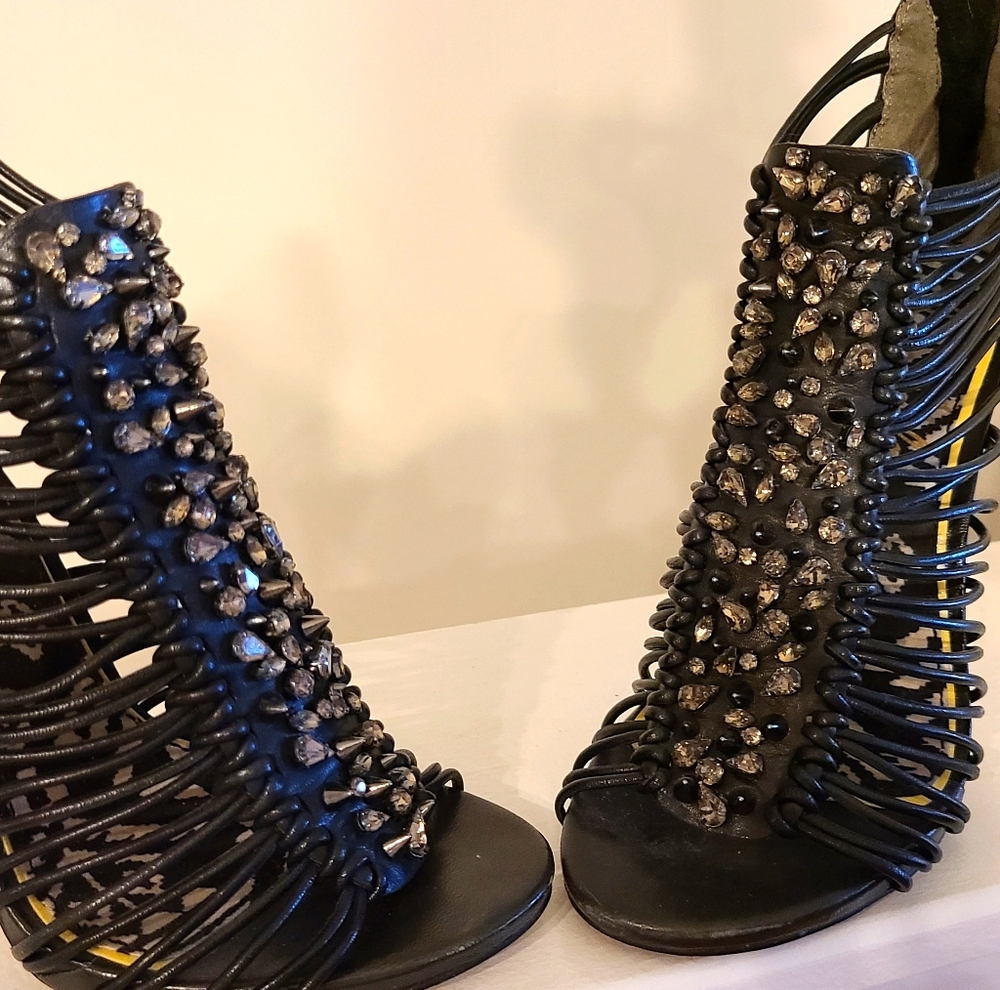 Sam Edelman black with studs and rhinestone heels